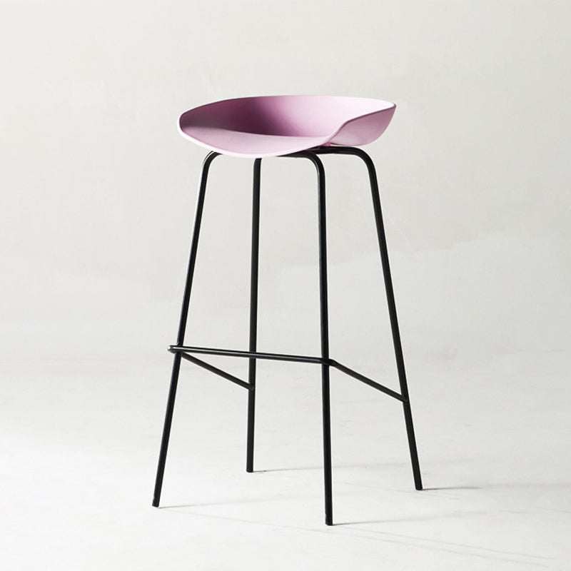 Modern Backrest Armless Counter Stool Iron Bar Stool with Pedal for Cafe