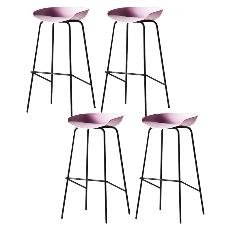 Modern Backrest Armless Counter Stool Iron Bar Stool with Pedal for Cafe