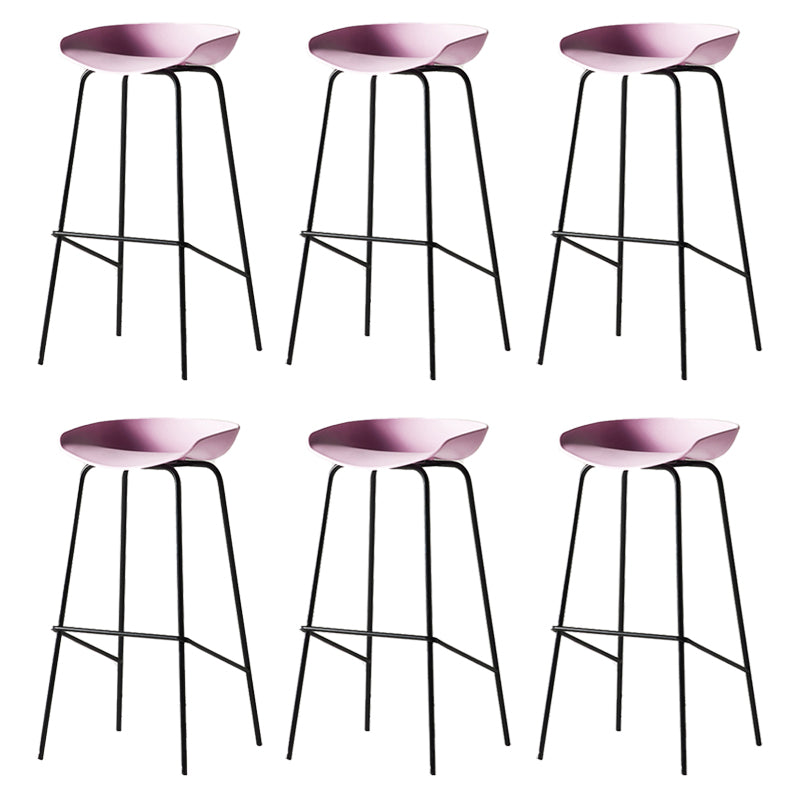 Modern Backrest Armless Counter Stool Iron Bar Stool with Pedal for Cafe