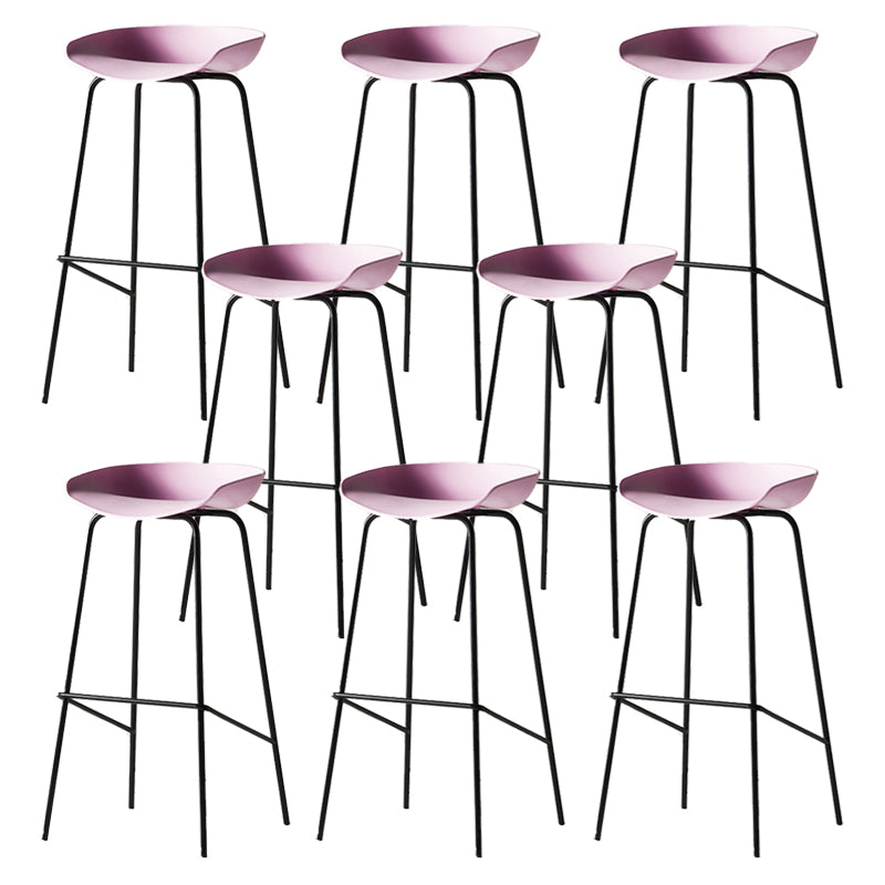 Modern Backrest Armless Counter Stool Iron Bar Stool with Pedal for Cafe