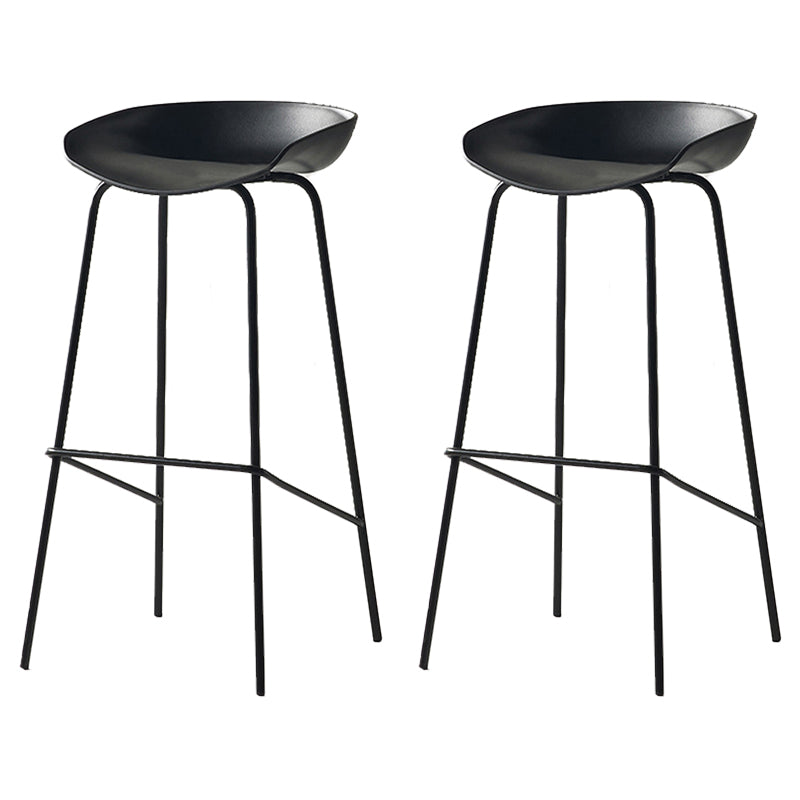 Modern Backrest Armless Counter Stool Iron Bar Stool with Pedal for Cafe