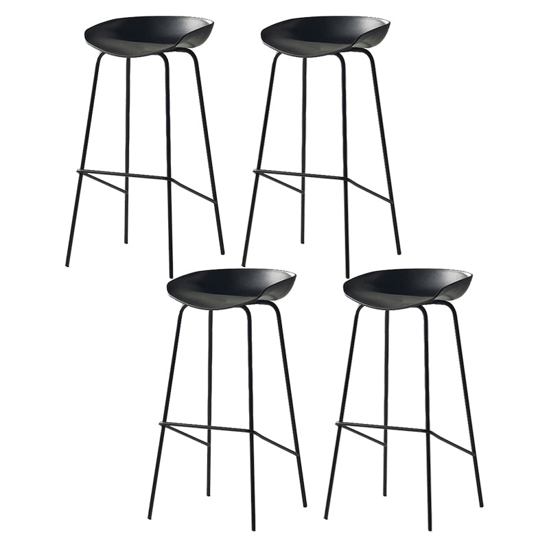 Modern Backrest Armless Counter Stool Iron Bar Stool with Pedal for Cafe