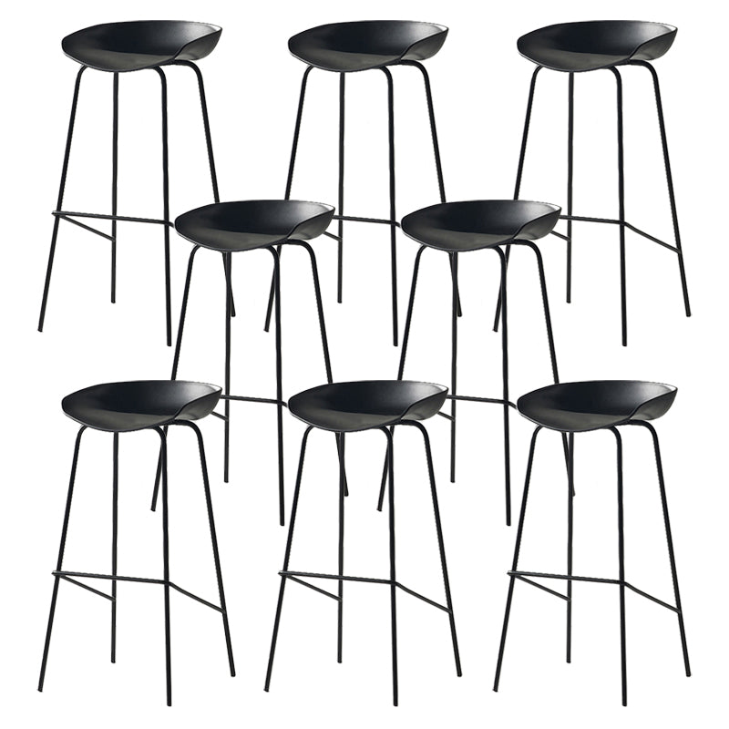 Modern Backrest Armless Counter Stool Iron Bar Stool with Pedal for Cafe