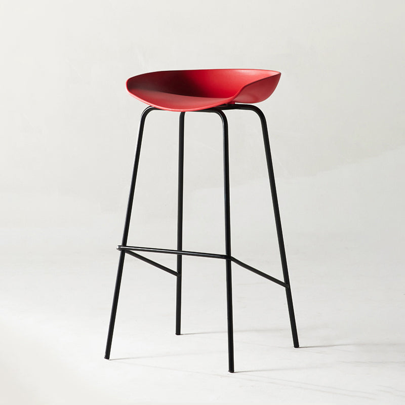 Modern Backrest Armless Counter Stool Iron Bar Stool with Pedal for Cafe