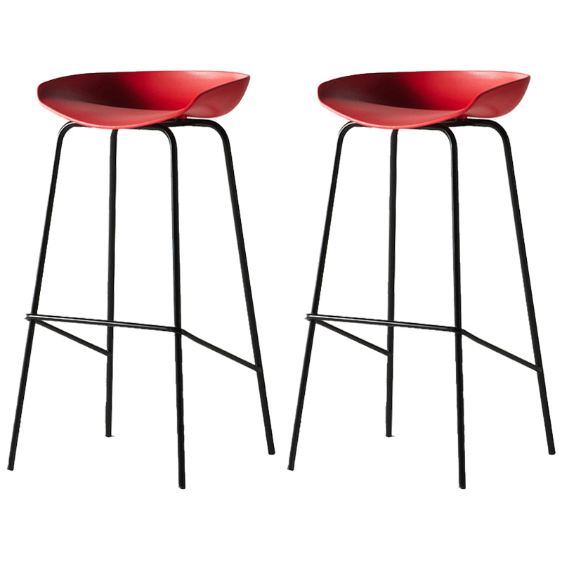 Modern Backrest Armless Counter Stool Iron Bar Stool with Pedal for Cafe