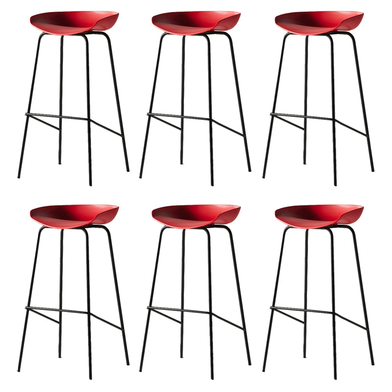 Modern Backrest Armless Counter Stool Iron Bar Stool with Pedal for Cafe