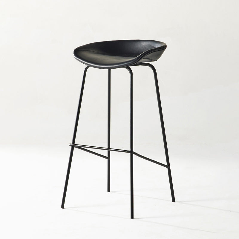 Modern Backrest Armless Counter Stool Iron Bar Stool with Pedal for Cafe