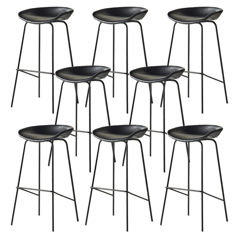 Modern Backrest Armless Counter Stool Iron Bar Stool with Pedal for Cafe