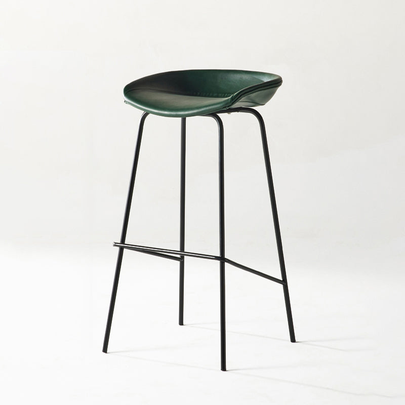 Modern Backrest Armless Counter Stool Iron Bar Stool with Pedal for Cafe