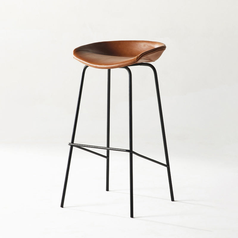 Modern Backrest Armless Counter Stool Iron Bar Stool with Pedal for Cafe