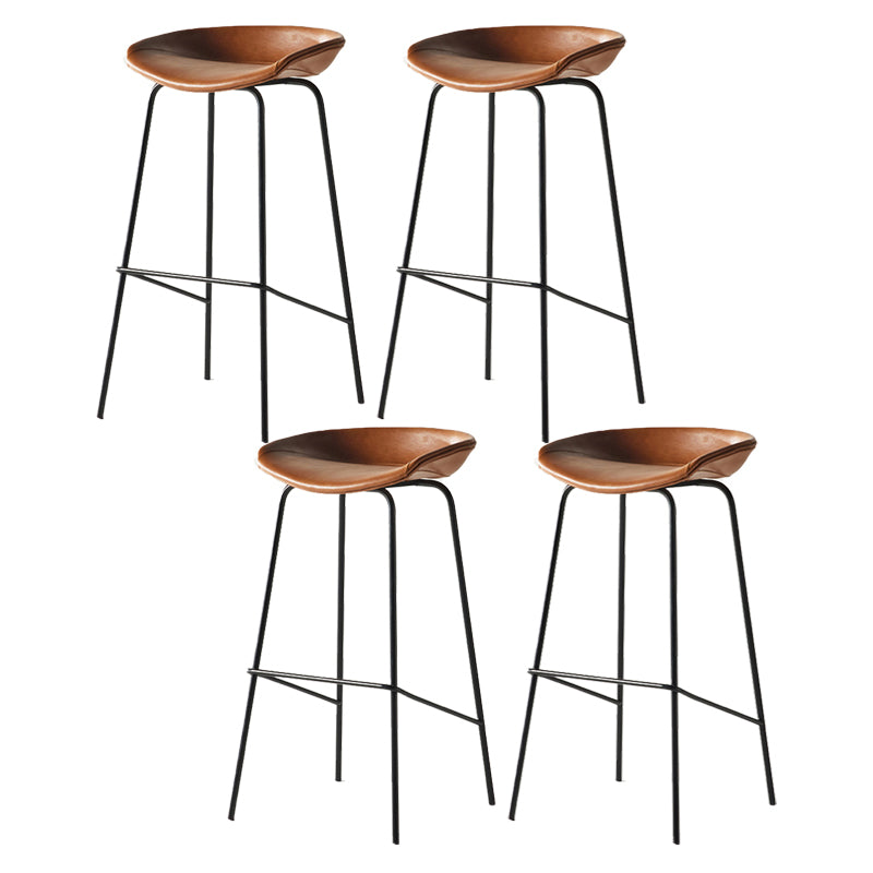 Modern Backrest Armless Counter Stool Iron Bar Stool with Pedal for Cafe