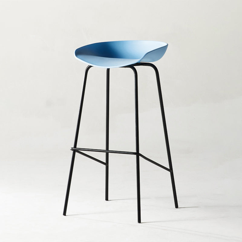 Modern Backrest Armless Counter Stool Iron Bar Stool with Pedal for Cafe