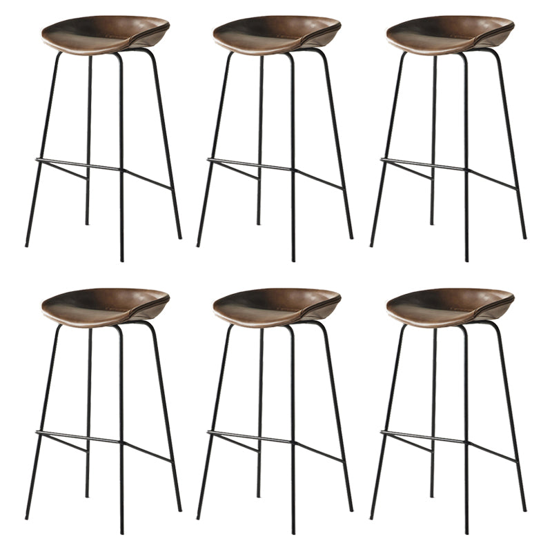 Modern Backrest Armless Counter Stool Iron Bar Stool with Pedal for Cafe