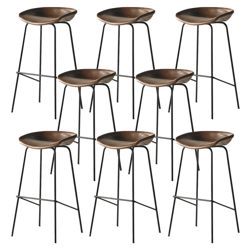 Modern Backrest Armless Counter Stool Iron Bar Stool with Pedal for Cafe