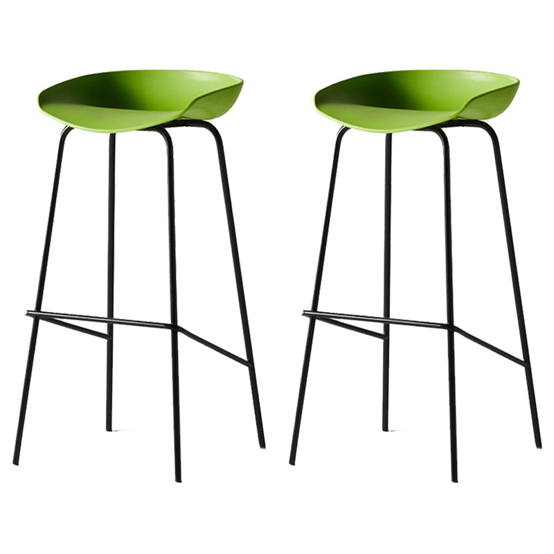 Modern Backrest Armless Counter Stool Iron Bar Stool with Pedal for Cafe