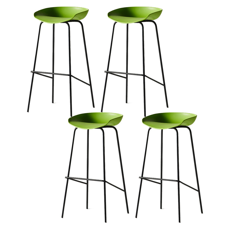 Modern Backrest Armless Counter Stool Iron Bar Stool with Pedal for Cafe