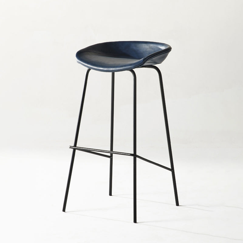 Modern Backrest Armless Counter Stool Iron Bar Stool with Pedal for Cafe
