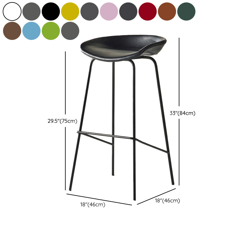 Modern Backrest Armless Counter Stool Iron Bar Stool with Pedal for Cafe