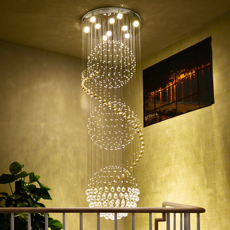 Clear Crystal Spiral Cascading a cascata Modernismo a 4 luci Ledwelier a LED a LED