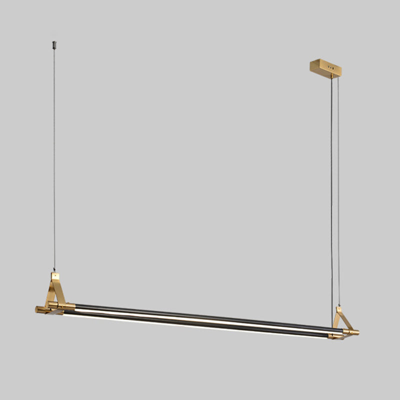 Modern Black/Golden 2-Light Kitchen Island Lighting Metal Island Pendant Lighting