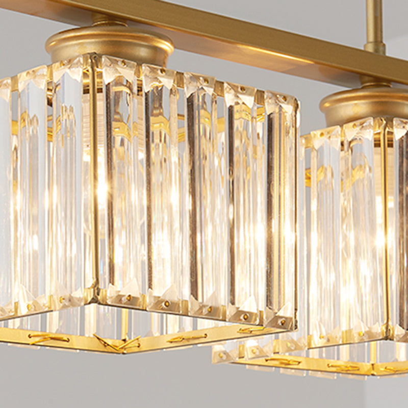 Contemporary 3/4-Light Kitchen Island Lighting Krystal Ceiling Light in Golden/Black