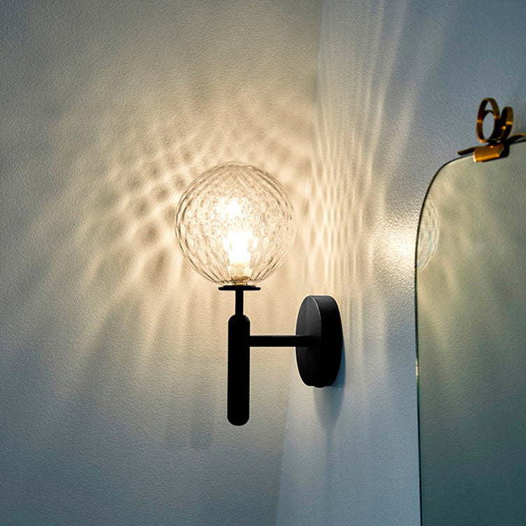 Industrial Metal Wall Sconce Ball Shape Vanity Lamp with Glass Shade for Bathroom