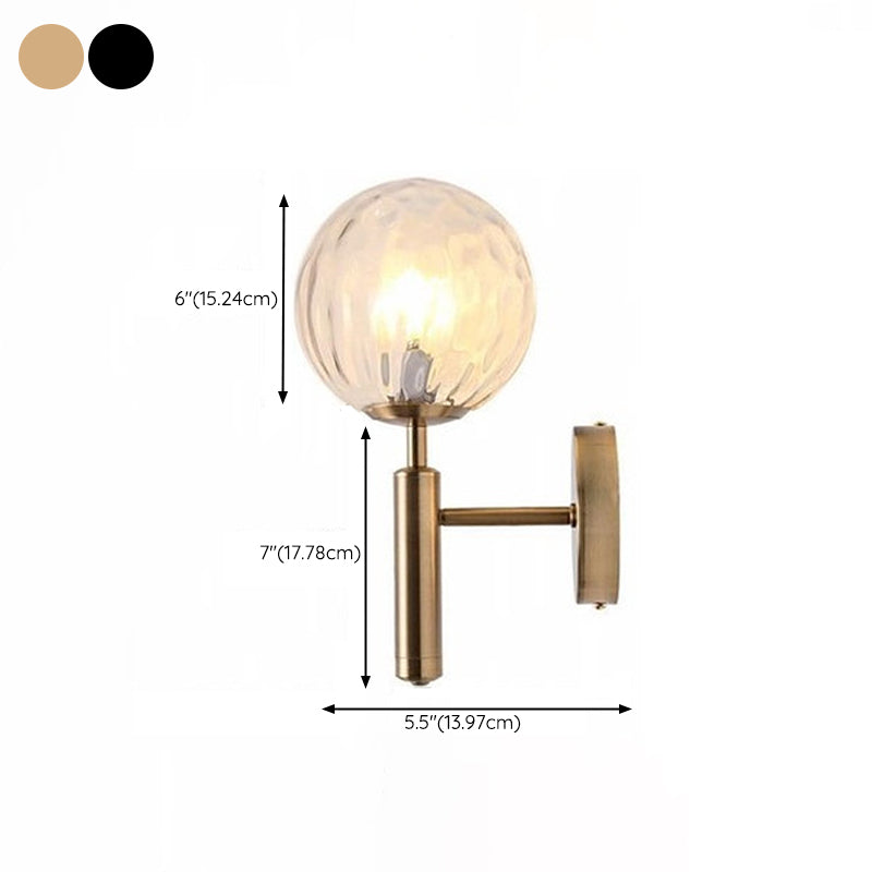 Industrial Metal Wall Sconce Ball Shape Vanity Lamp with Glass Shade for Bathroom