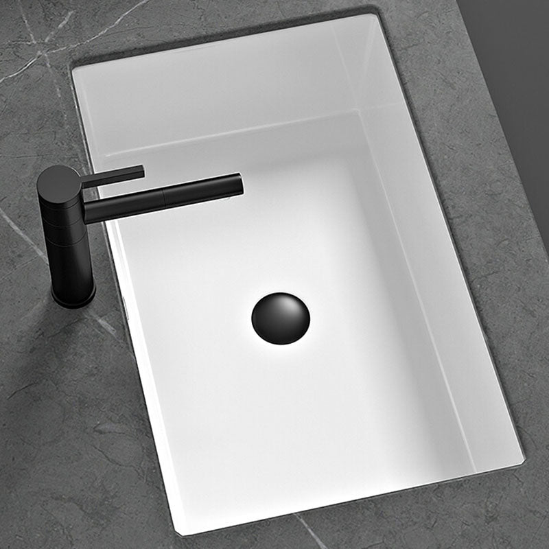 Bathroom Sink Ceramic Pull-out Faucet White Rectangular Washroom Sink