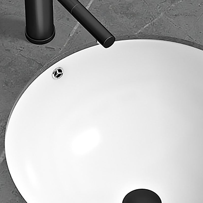 Bathroom Sink Ceramic Pull-out Faucet White Rectangular Washroom Sink