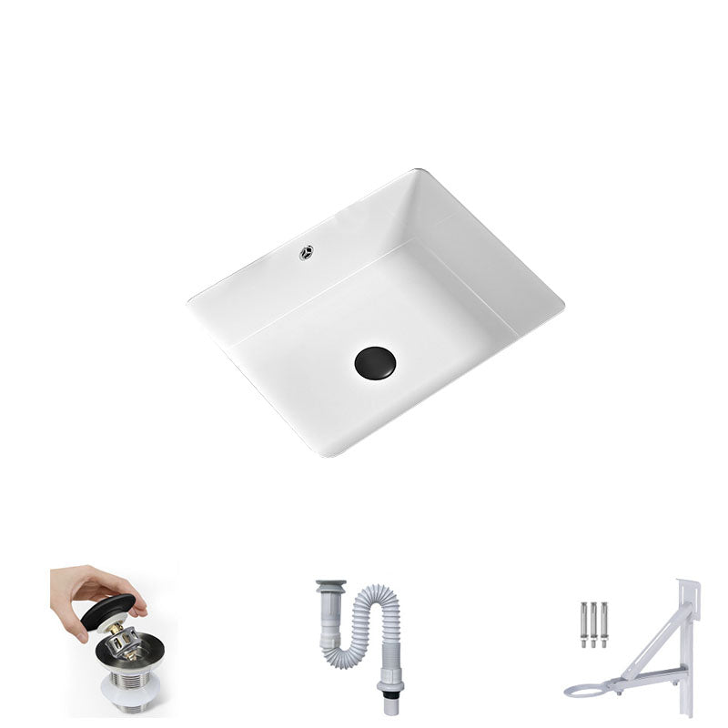 Bathroom Sink Ceramic Pull-out Faucet White Rectangular Washroom Sink