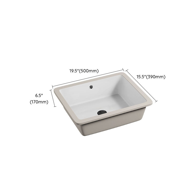Bathroom Sink Ceramic Pull-out Faucet White Rectangular Washroom Sink