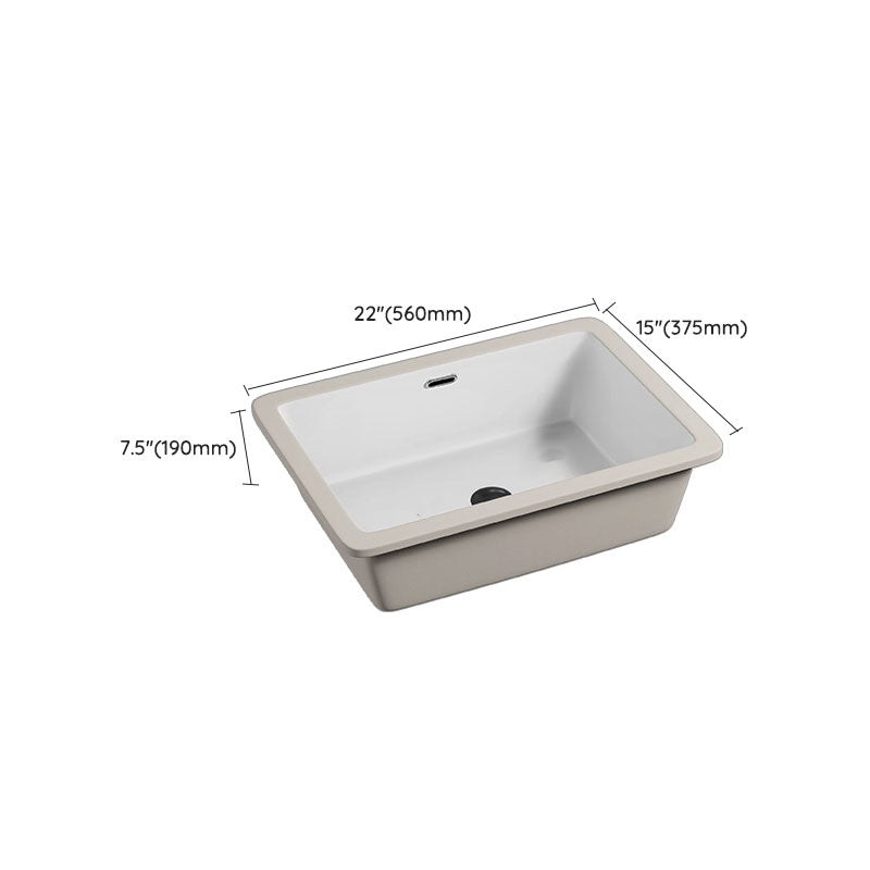 Bathroom Sink Ceramic Pull-out Faucet White Rectangular Washroom Sink