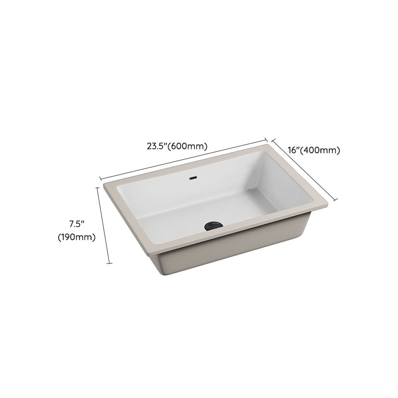 Bathroom Sink Ceramic Pull-out Faucet White Rectangular Washroom Sink