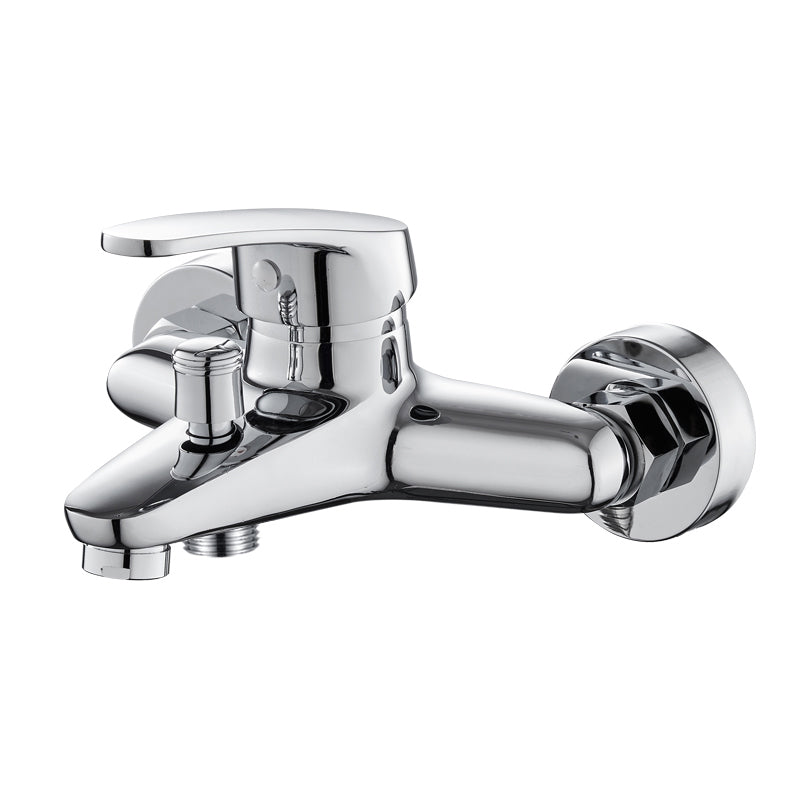 Single Lever Handle Tub Faucet 2 Holes Wall-Mounted Handshower Low Arc Tub Filler