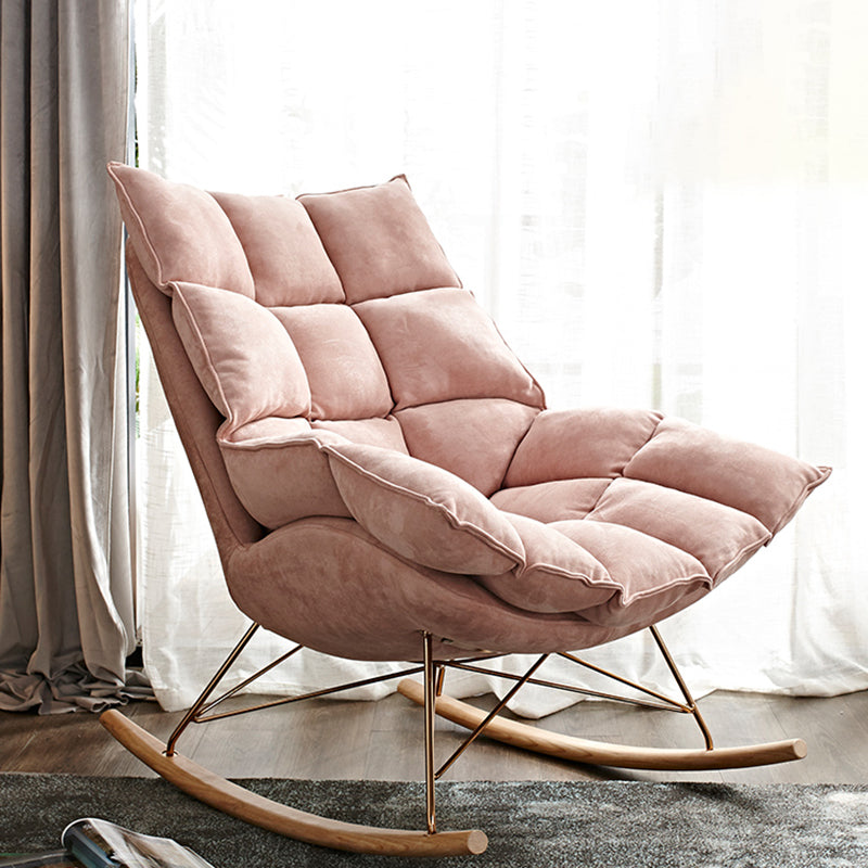 Contemporary Accent Room Chair in Pink/Grey with Solid Wood Base