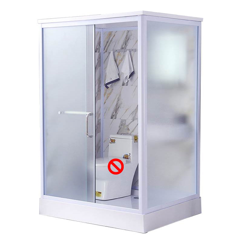 Framed Single Sliding Shower Kit Rectangle Frosted Shower Kit