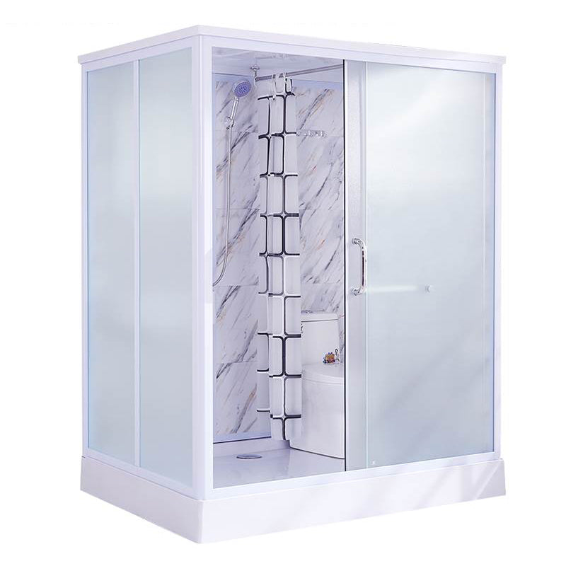 Framed Single Sliding Shower Kit Rectangle Frosted Shower Kit