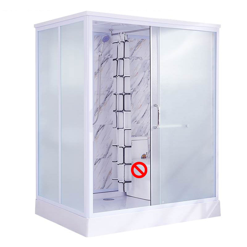 Framed Single Sliding Shower Kit Rectangle Frosted Shower Kit