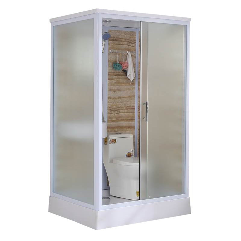 Framed Single Sliding Shower Kit Rectangle Frosted Shower Kit