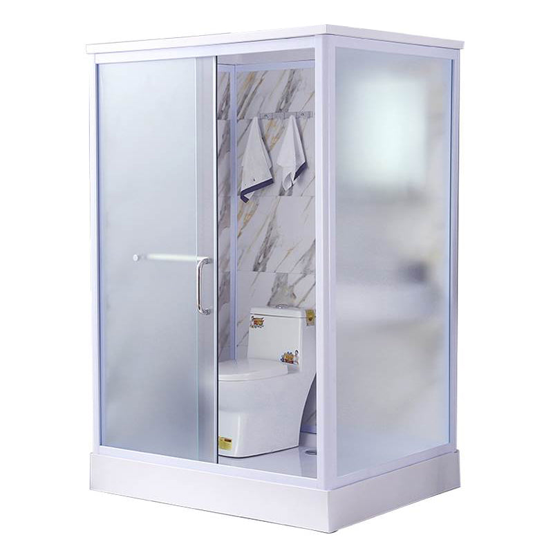 Framed Single Sliding Shower Kit Rectangle Frosted Shower Kit