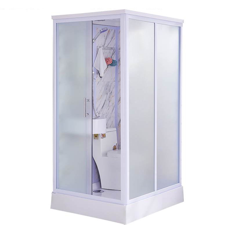 Framed Single Sliding Shower Kit Rectangle Frosted Shower Kit