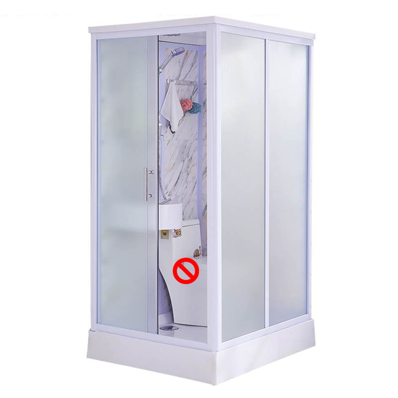 Framed Single Sliding Shower Kit Rectangle Frosted Shower Kit