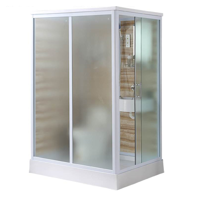 Framed Single Sliding Shower Kit Rectangle Frosted Shower Kit