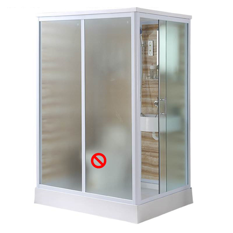 Framed Single Sliding Shower Kit Rectangle Frosted Shower Kit