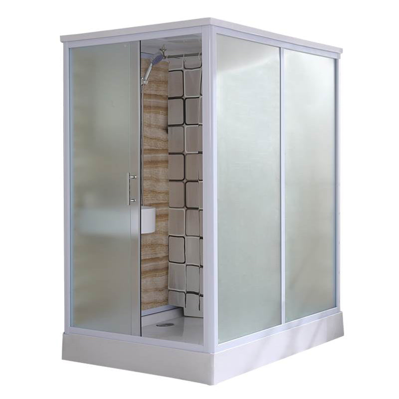 Framed Single Sliding Shower Kit Rectangle Frosted Shower Kit