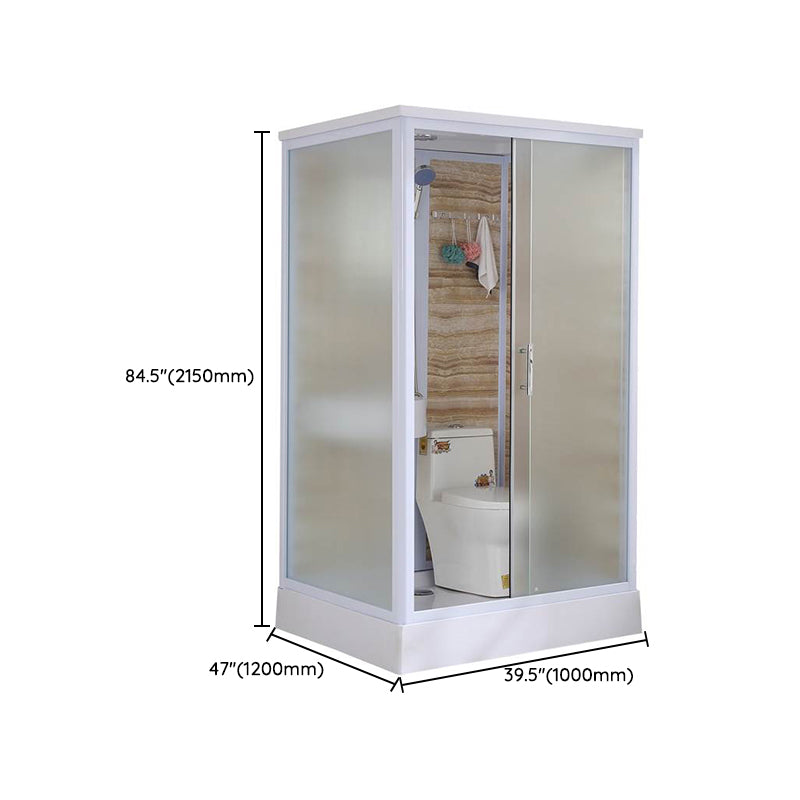 Framed Single Sliding Shower Kit Rectangle Frosted Shower Kit