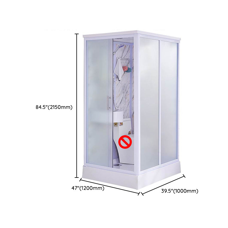 Framed Single Sliding Shower Kit Rectangle Frosted Shower Kit