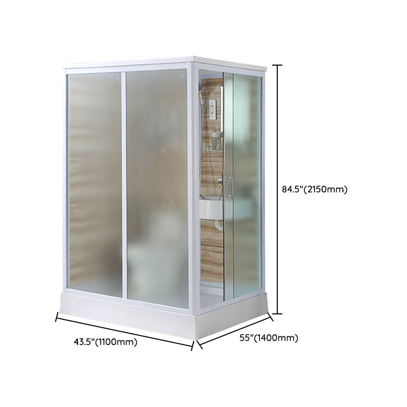 Framed Single Sliding Shower Kit Rectangle Frosted Shower Kit