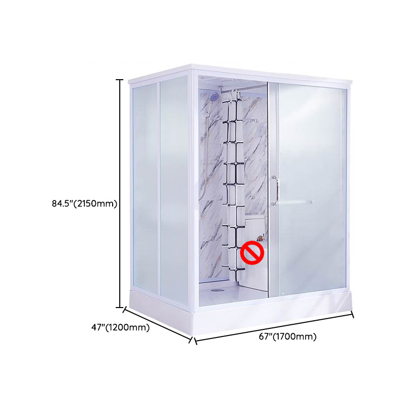 Framed Single Sliding Shower Kit Rectangle Frosted Shower Kit