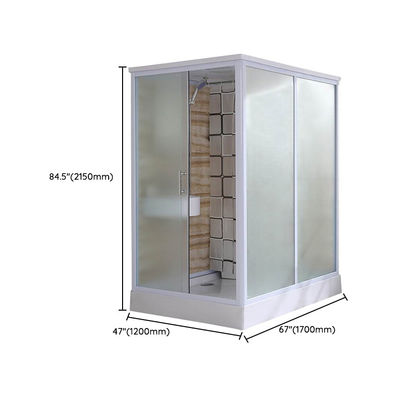 Framed Single Sliding Shower Kit Rectangle Frosted Shower Kit